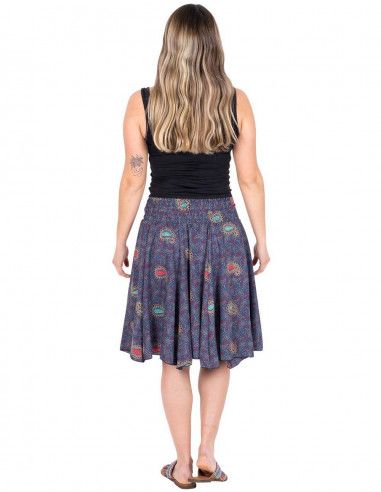 falda-corta-seda-estampada-azul-verano