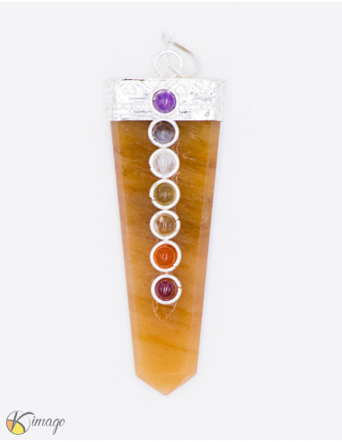 Carnelian pendant with 7 chakras