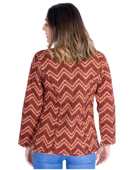 chaqueta-fina-reversible-ceñida-cuello-mao-burdeos