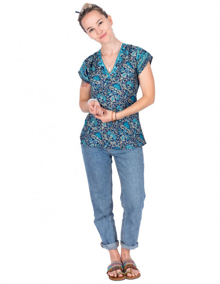 Blue Silk T-shirt