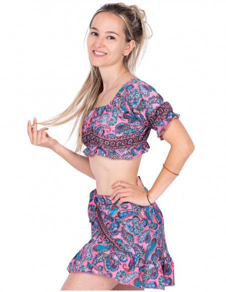 Short skirt and top set