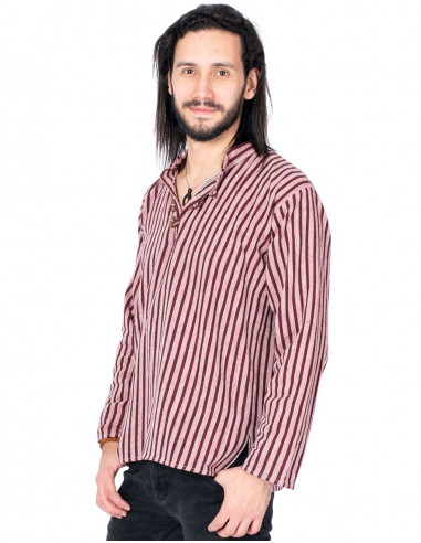 Burgundy Striped Polo Shirt