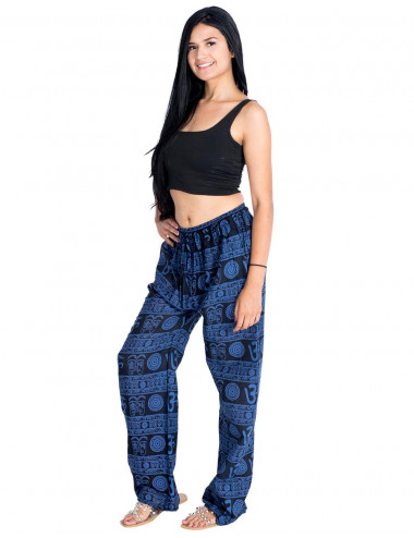 Blue pants with black drawings