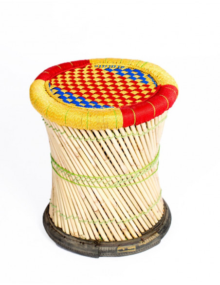 Handwoven Bamboo Stool - Exclusive Indian Design - 40 cm High