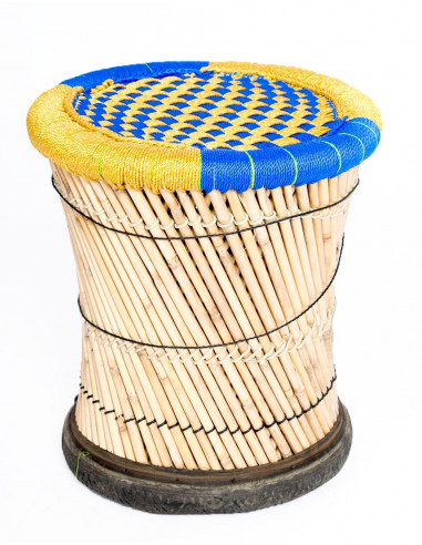 Handwoven Bamboo Stool from India - Comfortable...