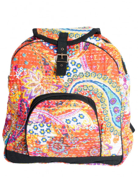 Backpack with Drawings and Stitches