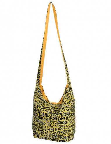 Yellow Shoulder Bag Black Letters