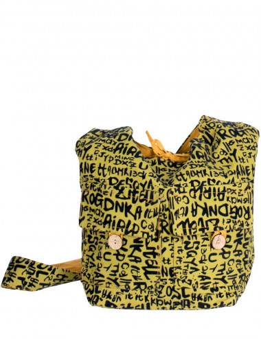 Yellow Shoulder Bag Black Letters