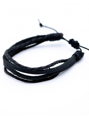pulsera-multiple-negra-simil-piel