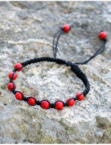 Red Coral Macrame Bracelet
