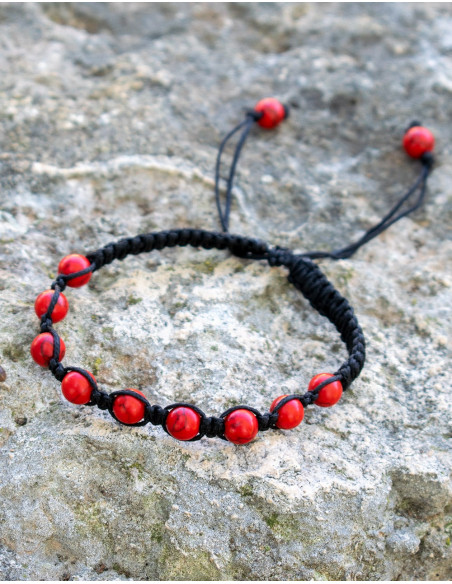 Red Coral Macrame Bracelet