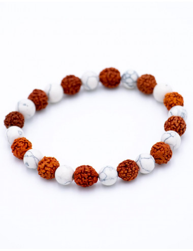 Rudraksha and Howlite Bracelet