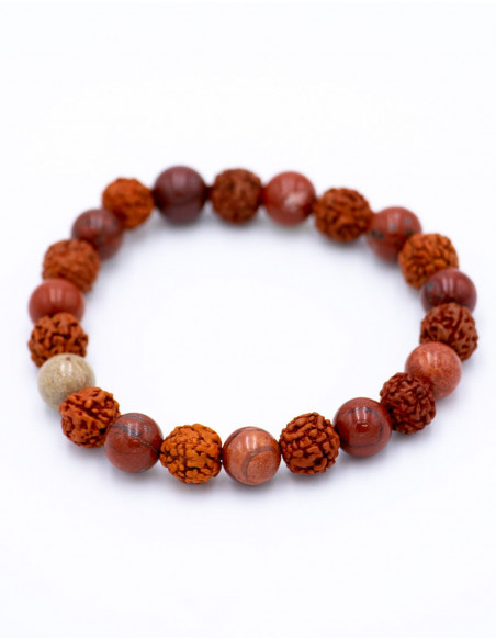pulsera-piedra-mineral-jaspe-rojo-y-rudraksha-proteccion