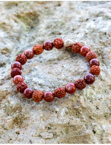 pulsera-piedra-mineral-jaspe-rojo-y-rudraksha