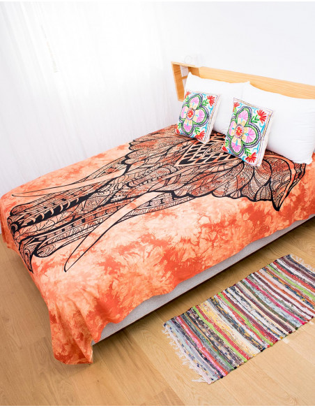 colcha-cama-doble-algodon-naranja-elefante