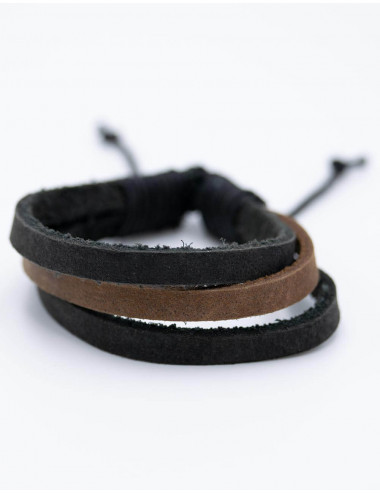 Unisex 3-strap Leather Bracelet