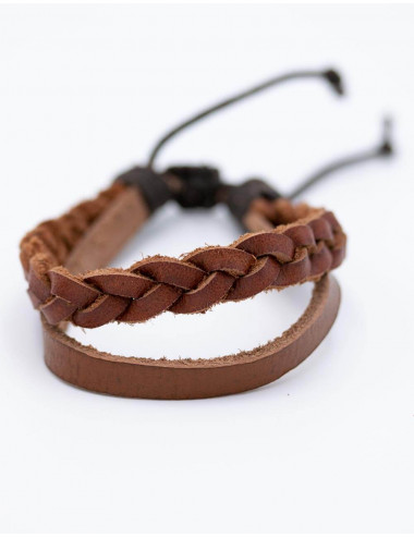 pulsera-unisex-simil-piel-marron