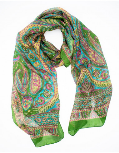 pañuelo-verde-seda-cuello-mujer