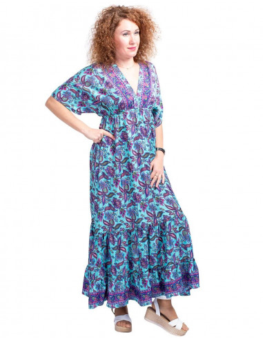 vestido-largo-con-volantes-verano-turquesa