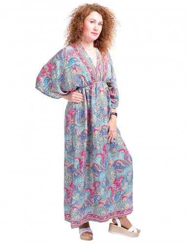 V Back Printed Dress