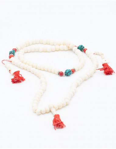 White Japa Mala with Counters