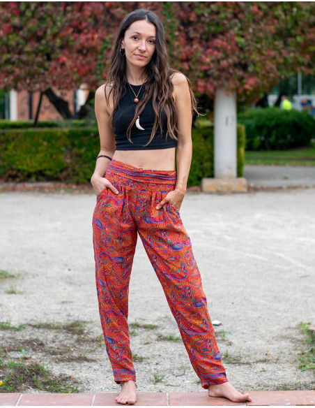 pantalon-naranja-mujer-seda-con-bolsillos