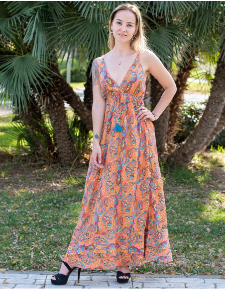 vestido-largo-naranja-tirantes-verano
