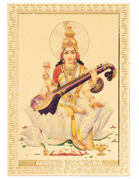 estampita-pegatina-dorada-imagen-sarasvati