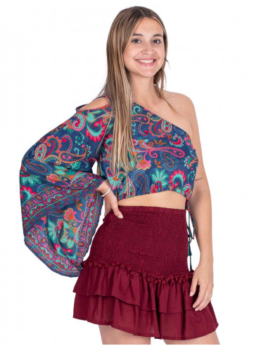 Short Skirt with Pom-Poms