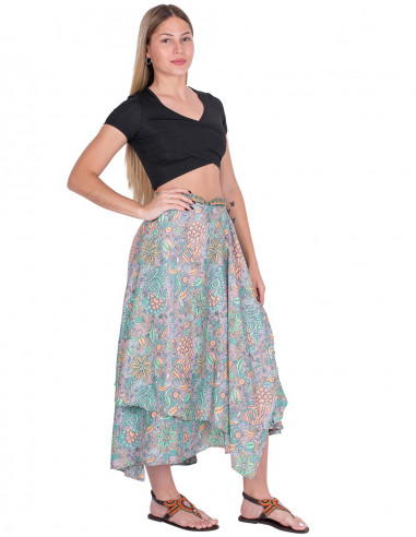 falda-larga-mujer-verano-seda-verde