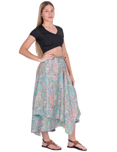 falda-larga-mujer-verano-seda-verde