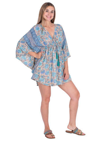 vestido-corto-mangas-murcielago-estampado-flores