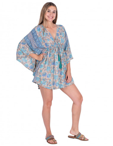 vestido-corto-mangas-murcielago-estampado-flores