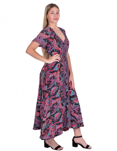 vestido-abotonado-estampado-fucsia