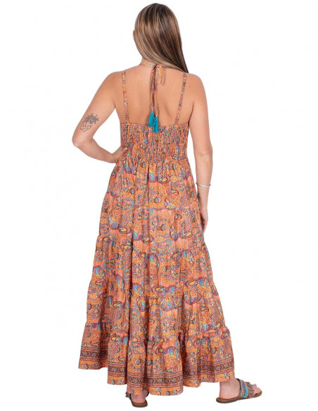 vestido-largo-escote-pico-naranja