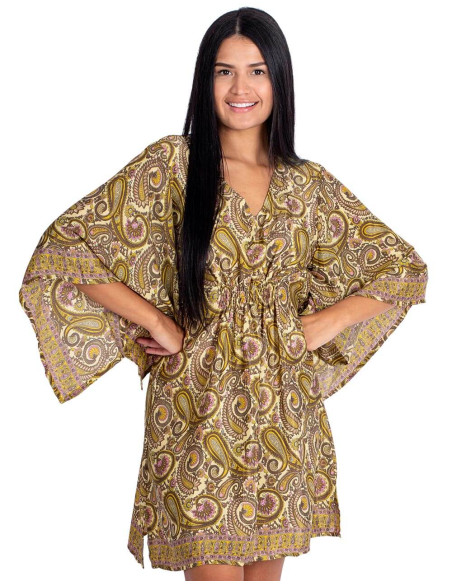vestido-corto-mangas-amplias-estampado-amarillo
