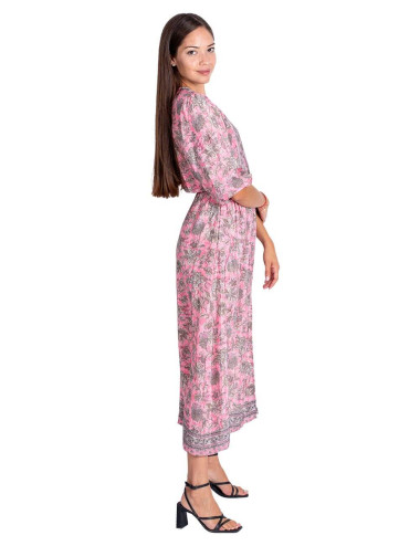Pink dress with gray flowers