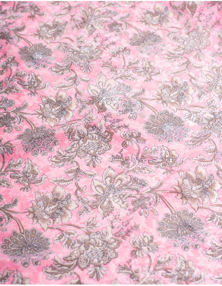 Pink Dress Gray Flowers