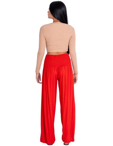 pantalon-mujer-con-pinzas-rayon-rojo
