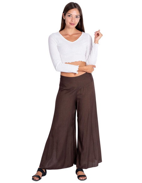 pantalon-falda-marron-comodo-mujer