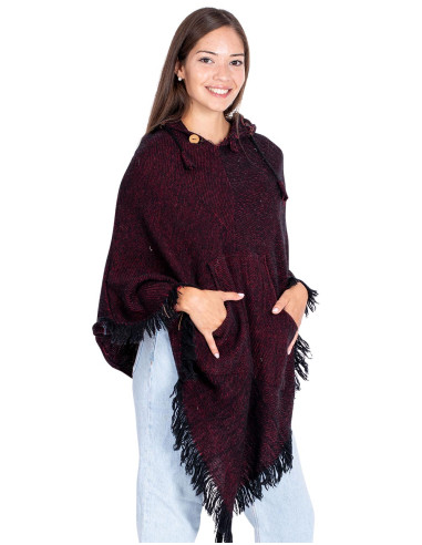 Burgundy Fringed Poncho