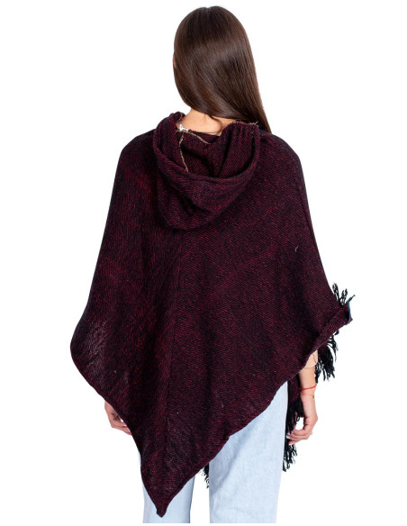Burgundy Fringed Poncho