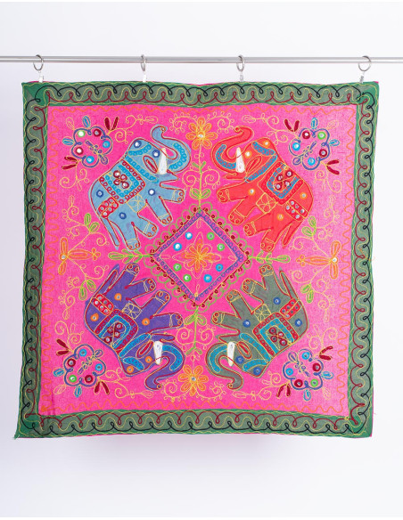 Embroidered Tapestry with 4 Elephants