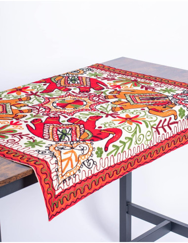Square Tapestry with 4 Elephants