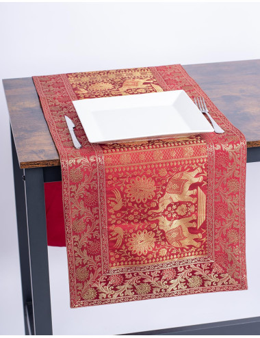 Red Elephants Table Runner