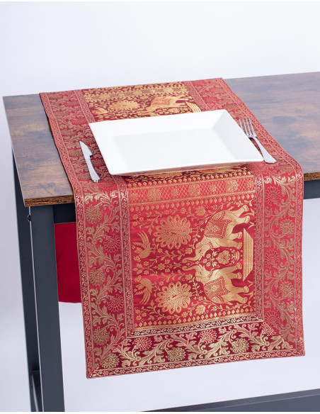 Red Elephants Table Runner