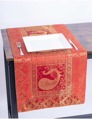 Red Peacock Table Runner