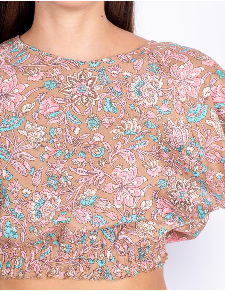 top-corto-beige-paisley-mangas-largas