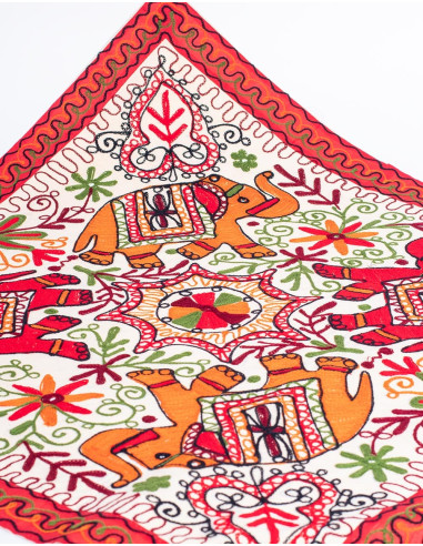 Square Tapestry with 4 Elephants
