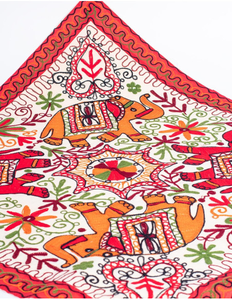 Square Tapestry with 4 Elephants